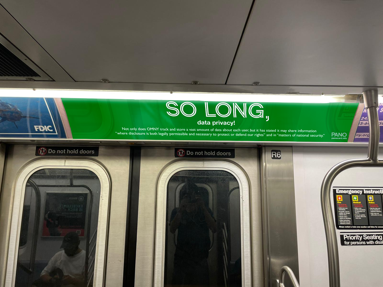 Guerilla subway advertisements about OMNY
