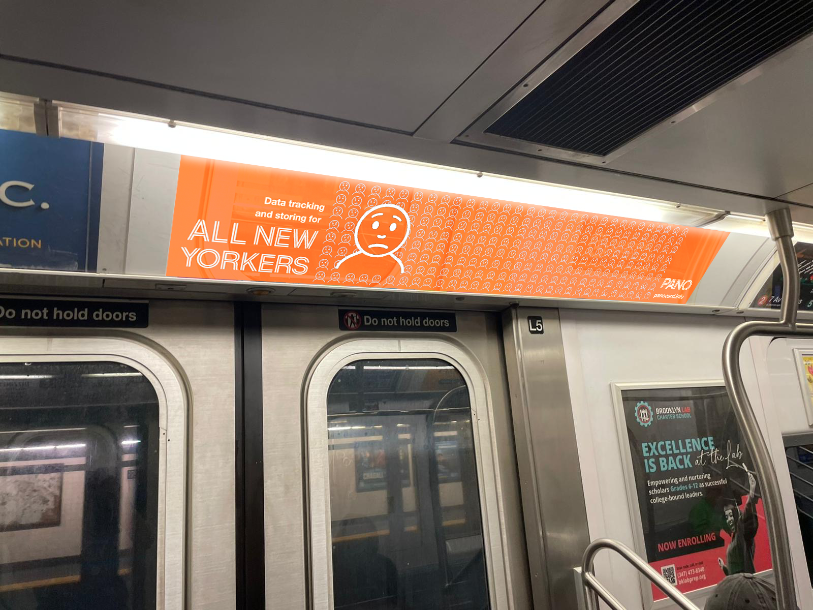 Guerilla subway advertisements about OMNY